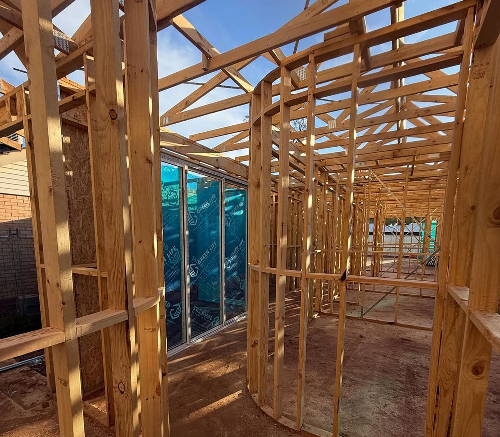 First fix carpentry framing on site
